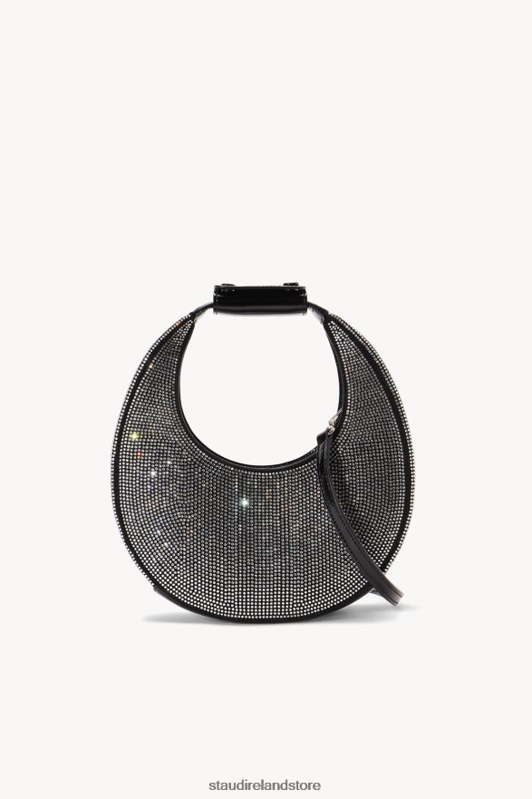 Women Accessories Black Rhinestones STAUD MINI MOON CRYSTAL BAG H8RLPJ814