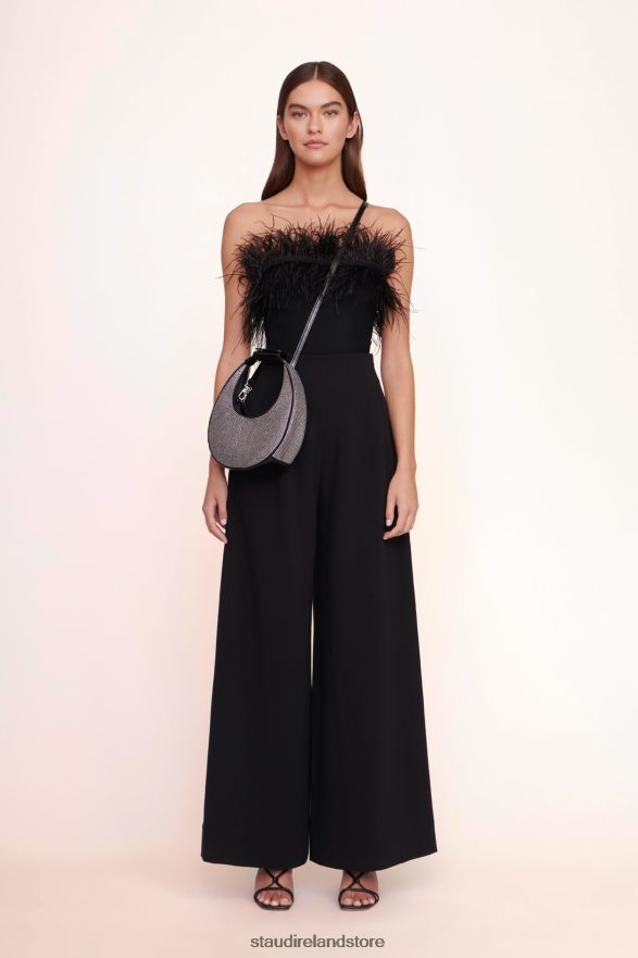 Women Accessories Black Rhinestones STAUD MINI MOON CRYSTAL BAG H8RLPJ814