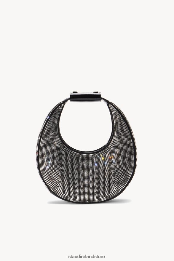 Women Accessories Black Rhinestones STAUD MINI MOON CRYSTAL BAG H8RLPJ814
