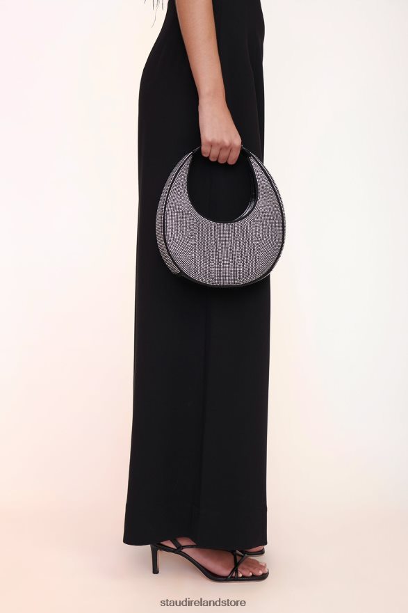Women Accessories Black Rhinestones STAUD MINI MOON CRYSTAL BAG H8RLPJ814