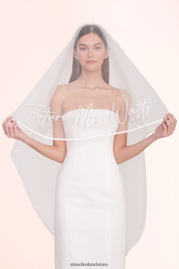 Women Bridal White STAUD CUSTOM EMBROIDERED VEIL H8RLPJ1047
