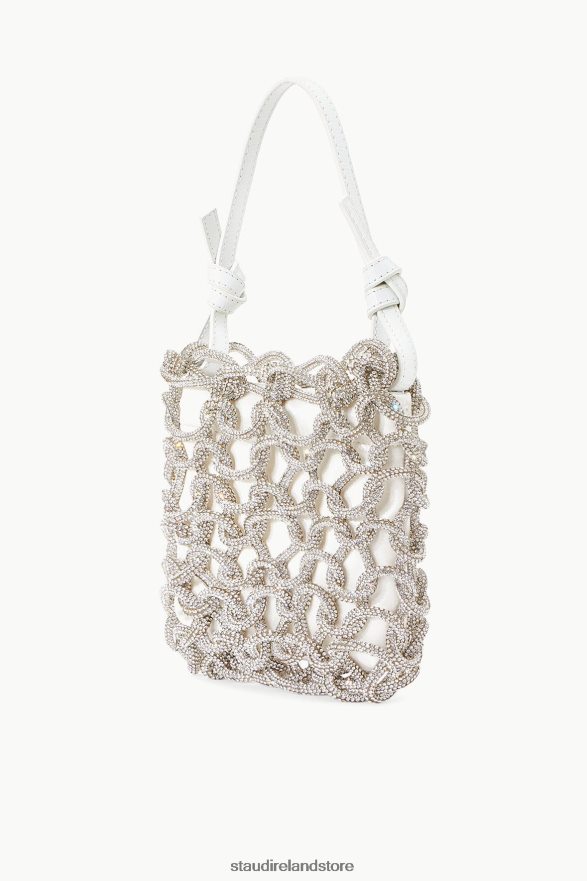Women Bridal White STAUD TINI CRYSTAL BAG RHINESTONES H8RLPJ1044