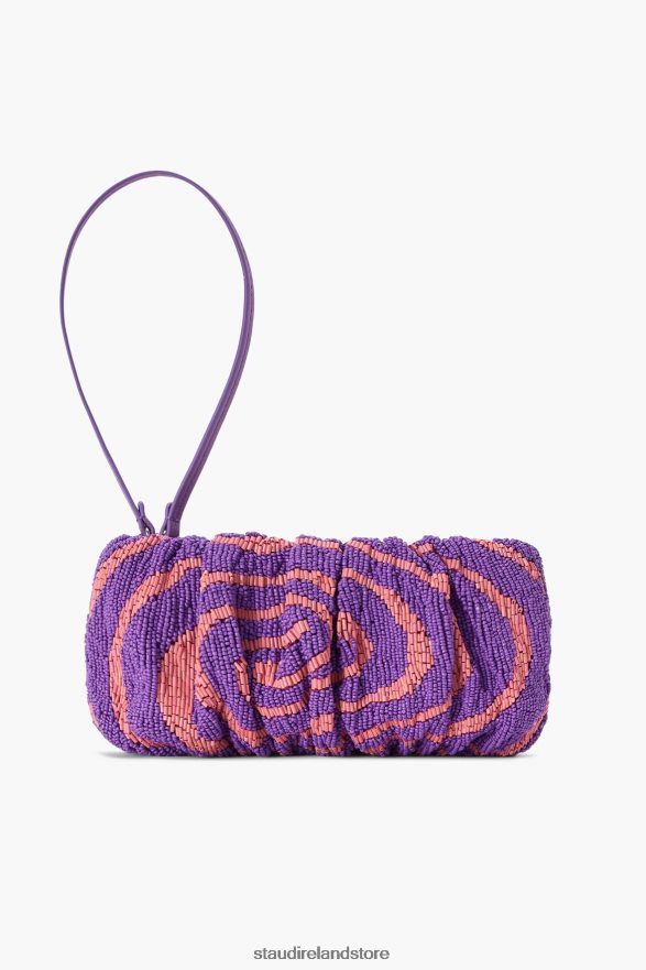 Women Clothing Amethyst Acid Swirl STAUD BEADED BEAN BAG H8RLPJ677