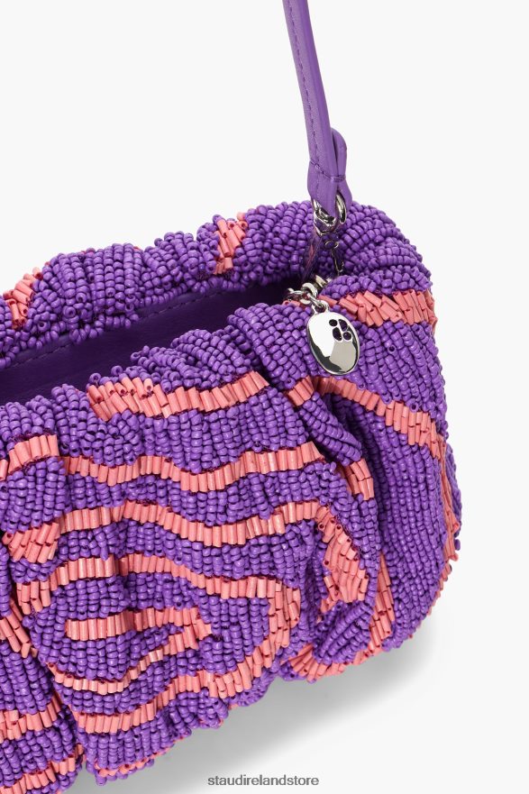 Women Clothing Amethyst Acid Swirl STAUD BEADED BEAN BAG H8RLPJ677