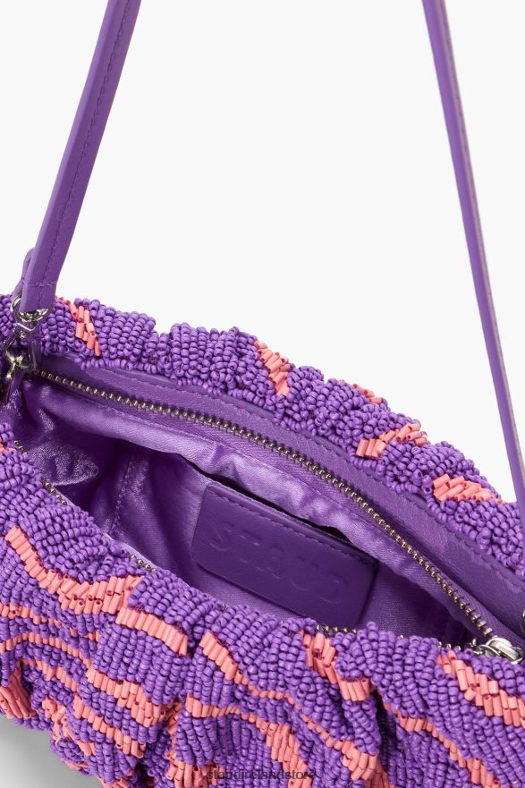 Women Clothing Amethyst Acid Swirl STAUD BEADED BEAN BAG H8RLPJ677