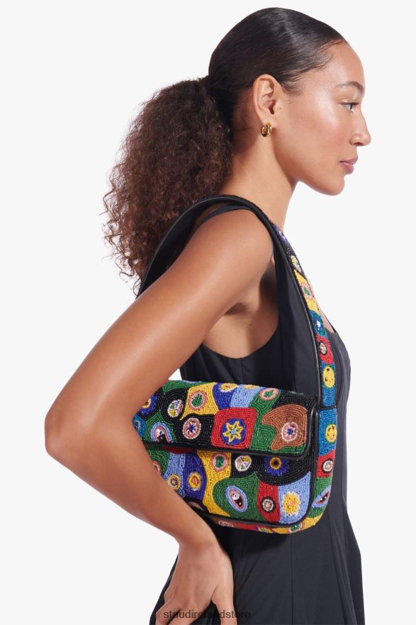 Women Clothing Black Millefiori STAUD TOMMY BEADED BAG H8RLPJ717