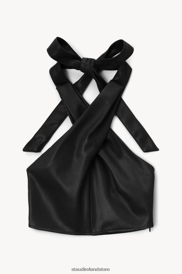 Women Clothing Black STAUD KAI TOP VEGAN LEATHER H8RLPJ449