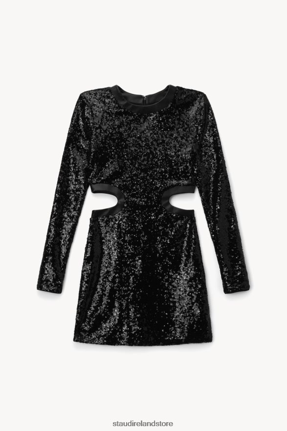 Women Clothing Black STAUD LONG SLEEVE MINI DOLCE DRESS SEQUINS H8RLPJ276