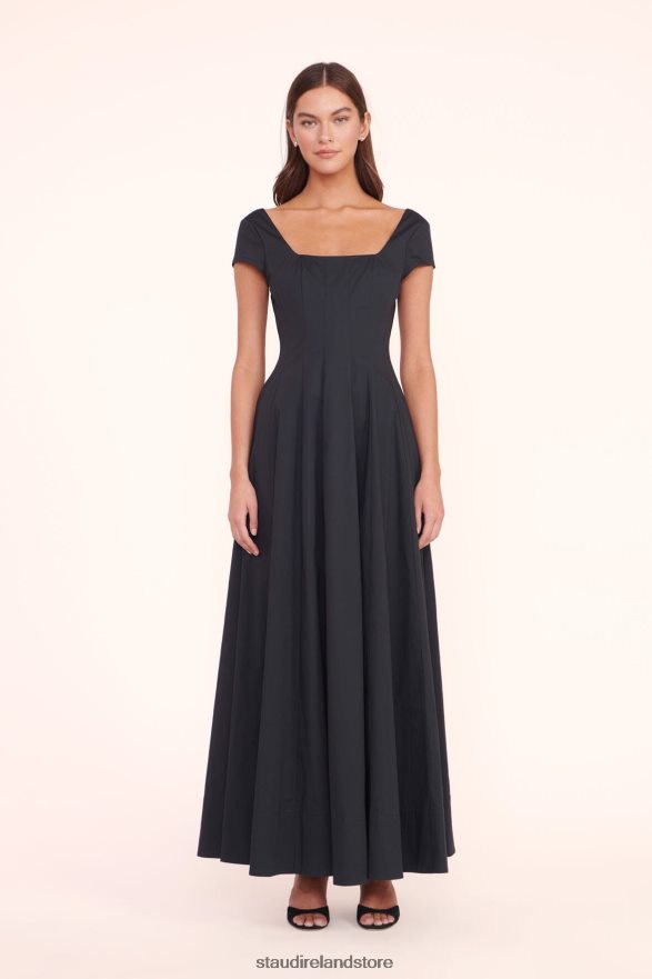 Women Clothing Black STAUD MAXI SHORT SLEEVE WELLS DRESS H8RLPJ161