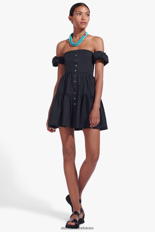 Women Clothing Black STAUD MINI ELIO DRESS H8RLPJ309