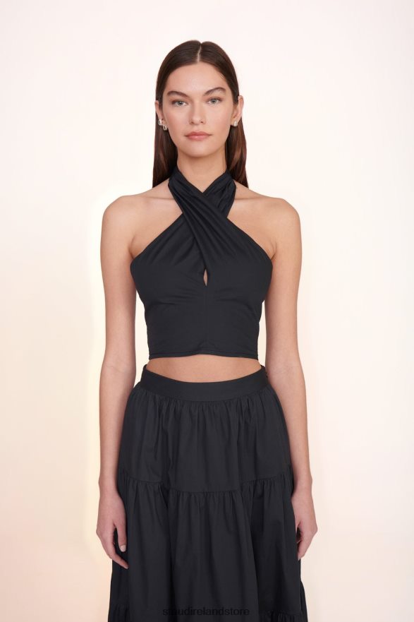 Women Clothing Black STAUD SMOCKED KAI TOP H8RLPJ343