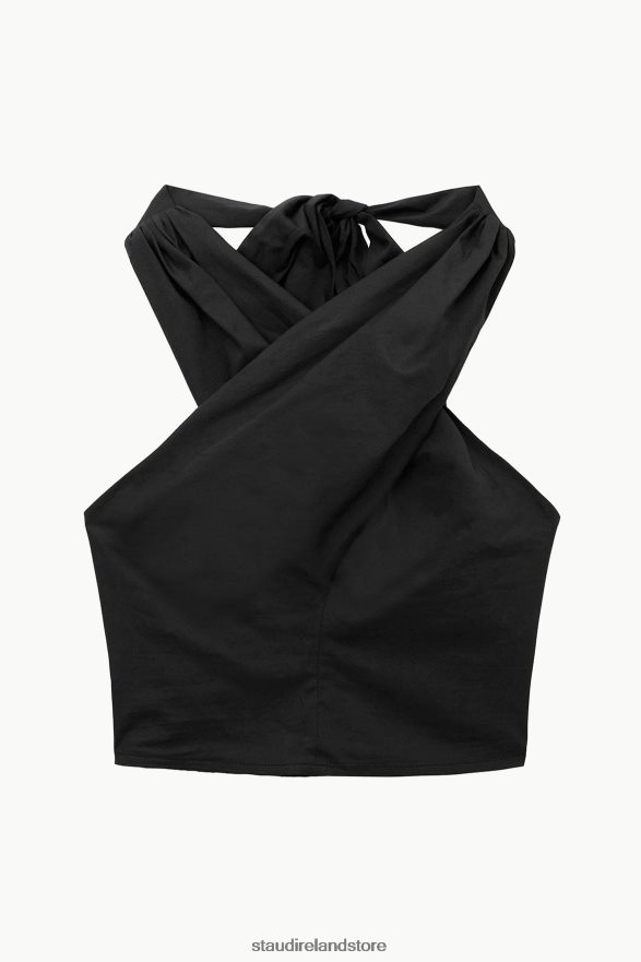 Women Clothing Black STAUD SMOCKED KAI TOP H8RLPJ343