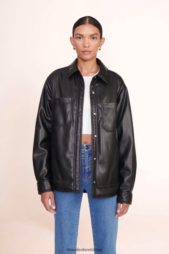 Women Clothing Black STAUD VOYAGING JACKET VEGAN LEATHER H8RLPJ622