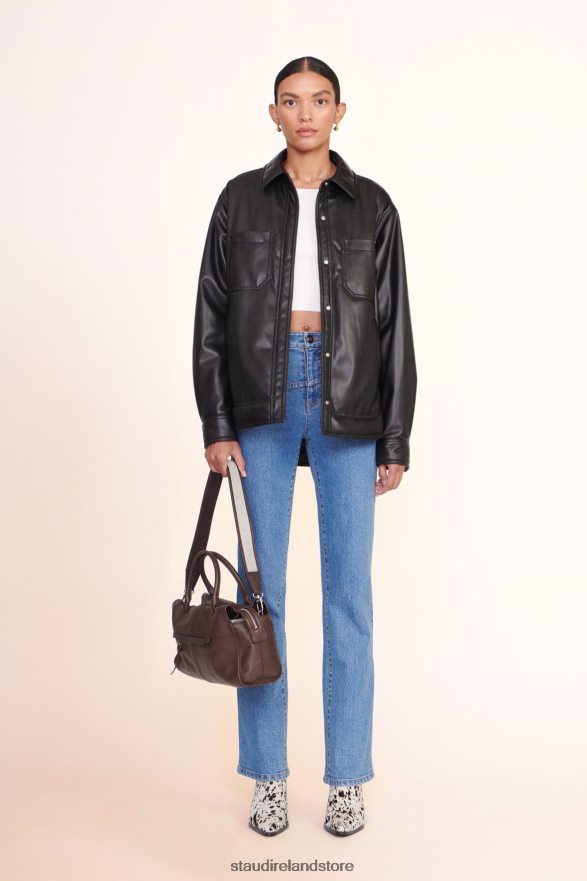 Women Clothing Black STAUD VOYAGING JACKET VEGAN LEATHER H8RLPJ622