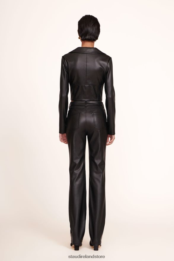 Women Clothing Black Vegan Leather STAUD CHISEL PANT H8RLPJ547