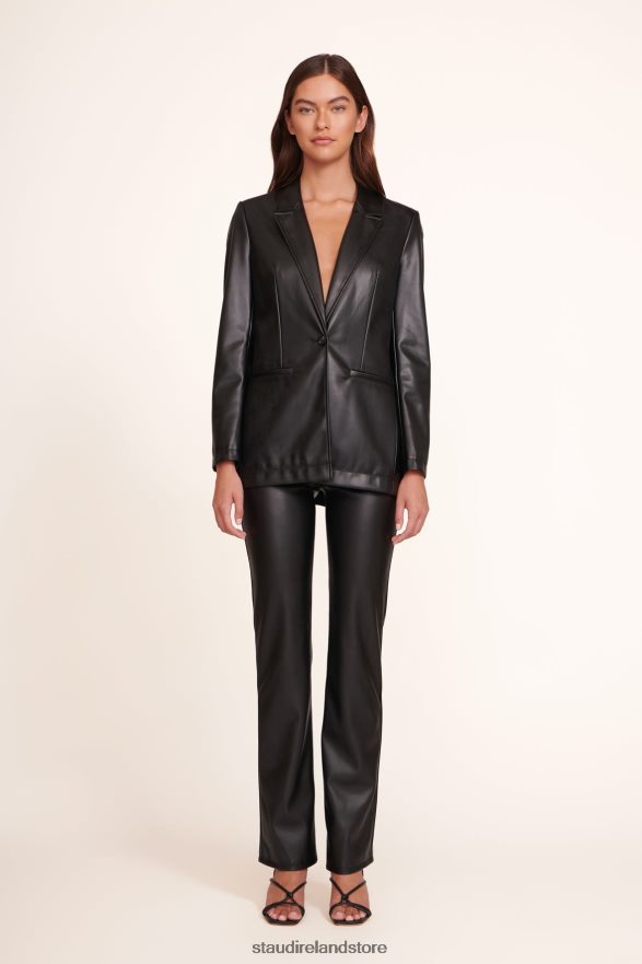 Women Clothing Black Vegan Leather STAUD MADDEN BLAZER H8RLPJ623