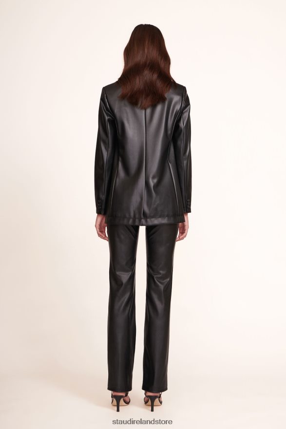 Women Clothing Black Vegan Leather STAUD MADDEN BLAZER H8RLPJ623