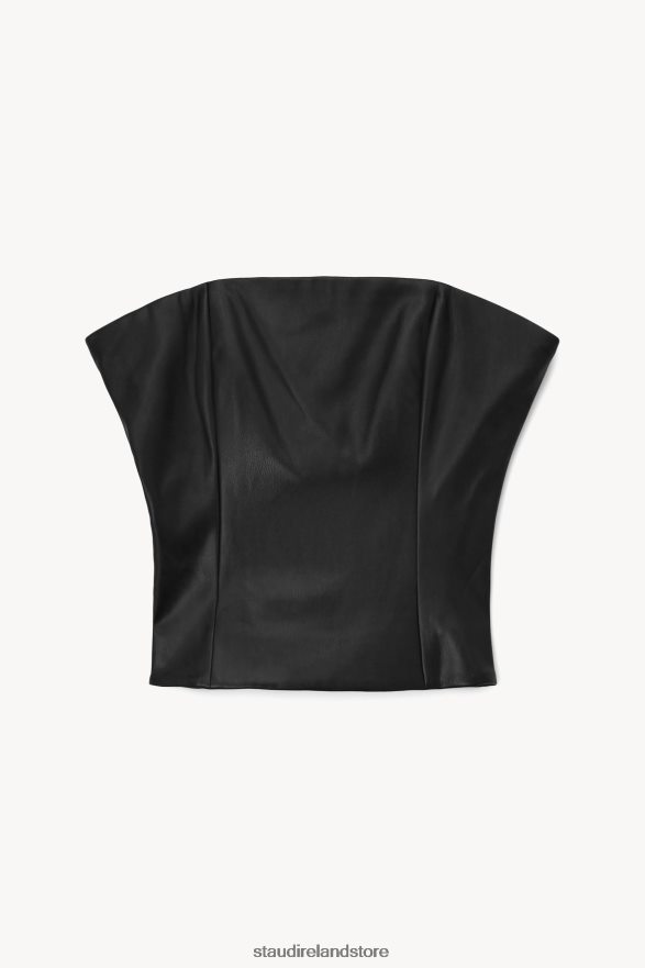 Women Clothing Black Vegan Leather STAUD TRACING TOP H8RLPJ450