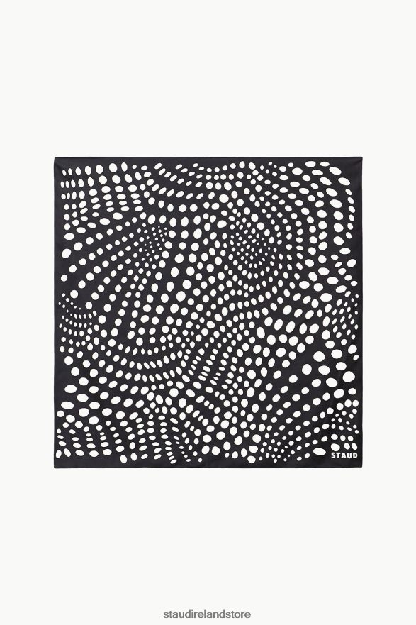 Women Clothing Black Wavy Dot STAUD SILK SCARF H8RLPJ661