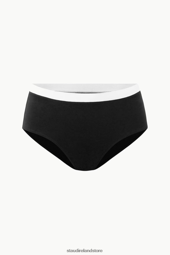 Women Clothing Black White STAUD DEVON HIGH RISE BIKINI BOTTOM H8RLPJ691