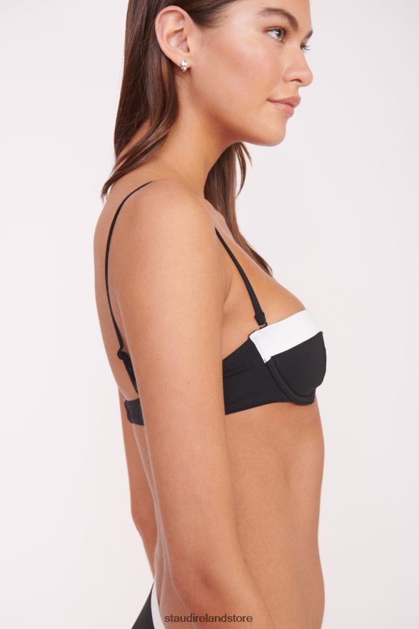 Women Clothing Black White STAUD JO BALCONETTE BIKINI TOP H8RLPJ645
