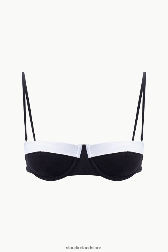 Women Clothing Black White STAUD JO BALCONETTE BIKINI TOP H8RLPJ645