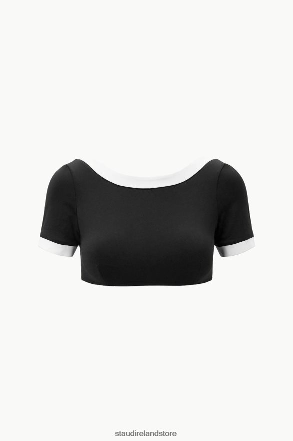Women Clothing Black White STAUD LILY SHORT SLEEVE BIKINI TOP H8RLPJ749