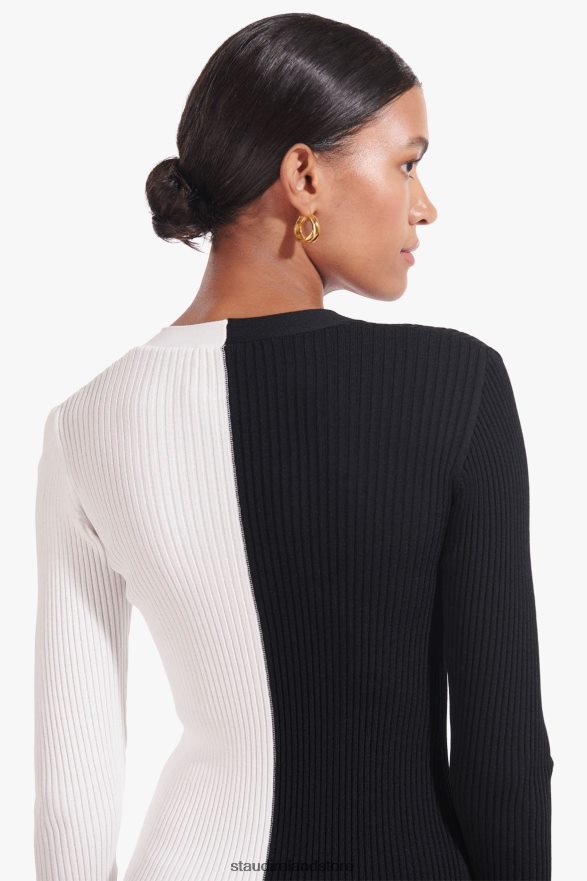 Women Clothing Black White STAUD SHOKO SWEATER H8RLPJ138