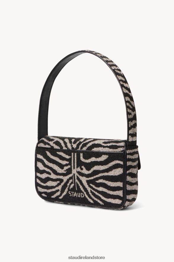 Women Clothing Black White STAUD TOMMY BEADED BAG H8RLPJ718