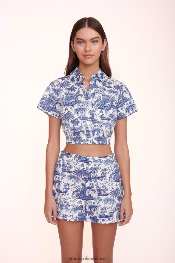 Women Clothing Blue Toile STAUD TRANSIT TOP H8RLPJ432
