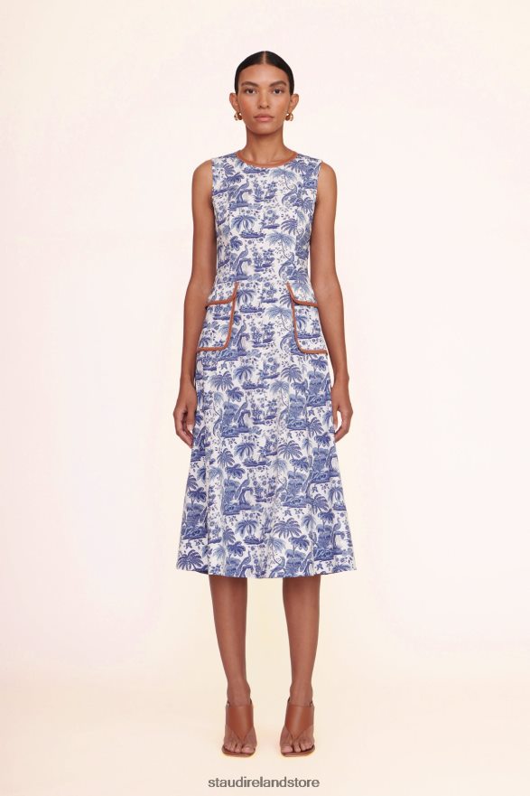 Women Clothing Blue Toile Whiskey STAUD BAIT DRESS H8RLPJ297