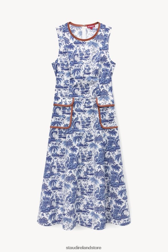 Women Clothing Blue Toile Whiskey STAUD BAIT DRESS H8RLPJ297