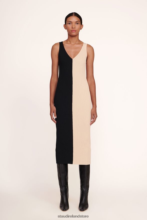 Women Clothing Buff Black STAUD DANA DRESS H8RLPJ127