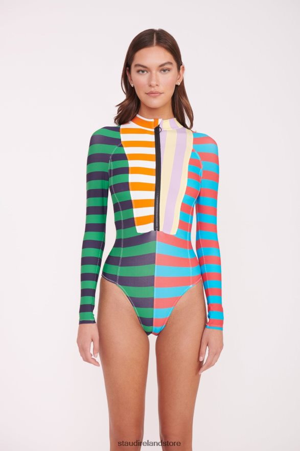 Women Clothing Cabana Stripe Multi STAUD AMALIA RASH GUARD H8RLPJ686
