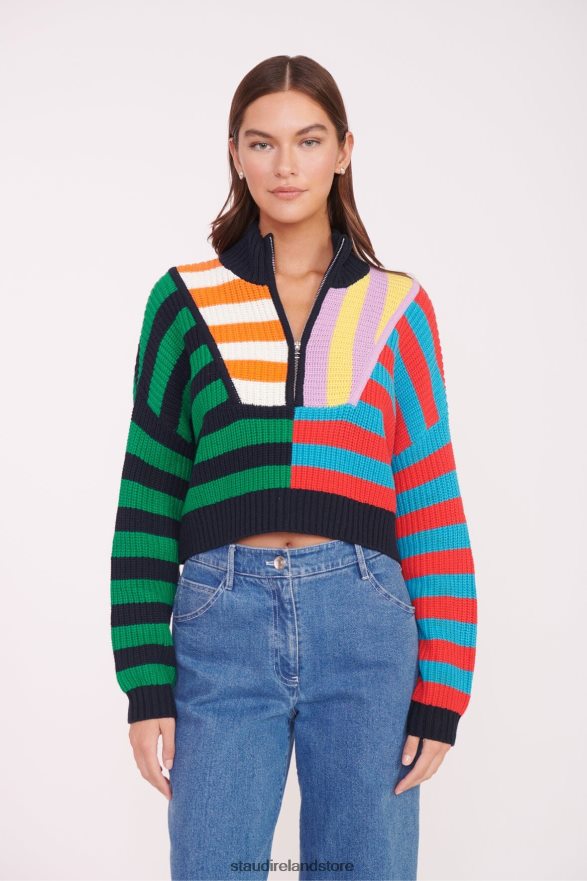 Women Clothing Cabana Stripe Multi STAUD CROPPED HAMPTON SWEATER H8RLPJ575
