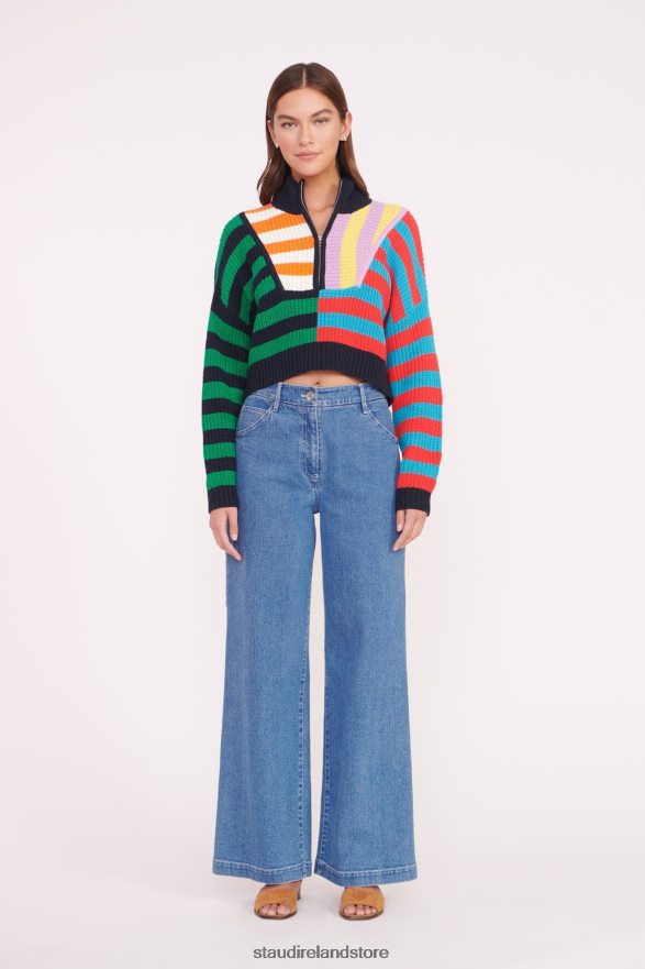Women Clothing Cabana Stripe Multi STAUD CROPPED HAMPTON SWEATER H8RLPJ575