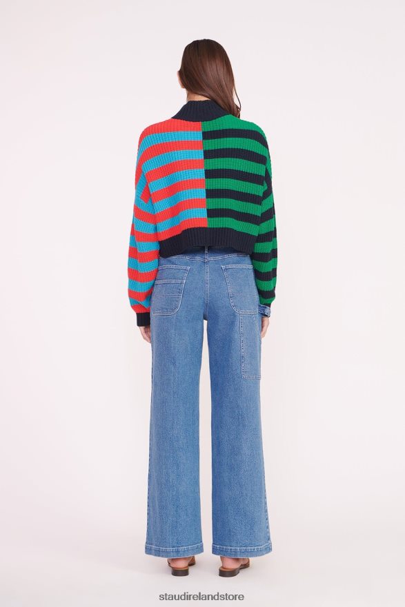 Women Clothing Cabana Stripe Multi STAUD CROPPED HAMPTON SWEATER H8RLPJ575