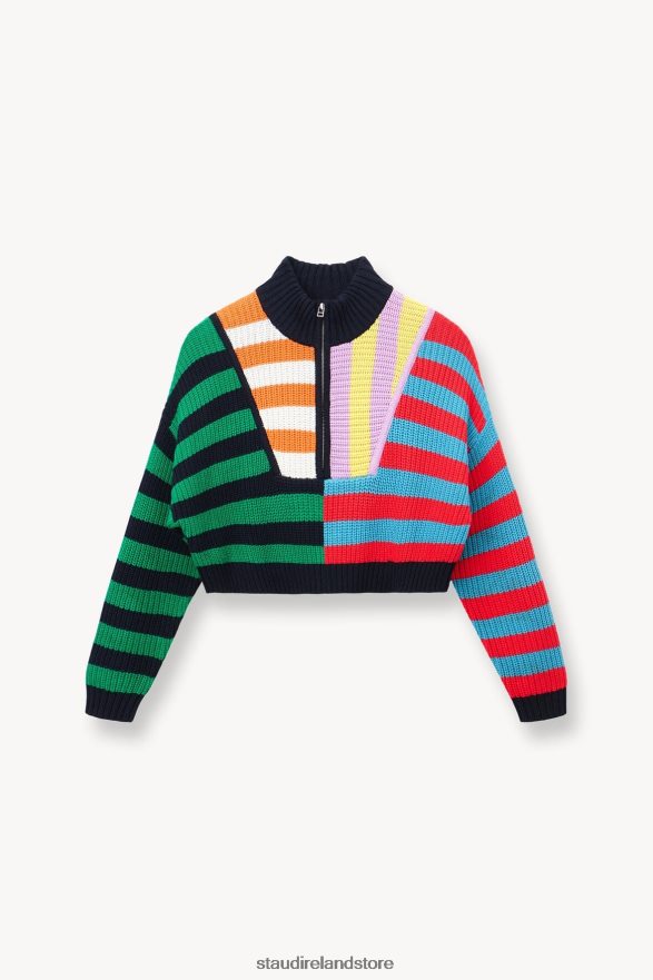 Women Clothing Cabana Stripe Multi STAUD CROPPED HAMPTON SWEATER H8RLPJ575