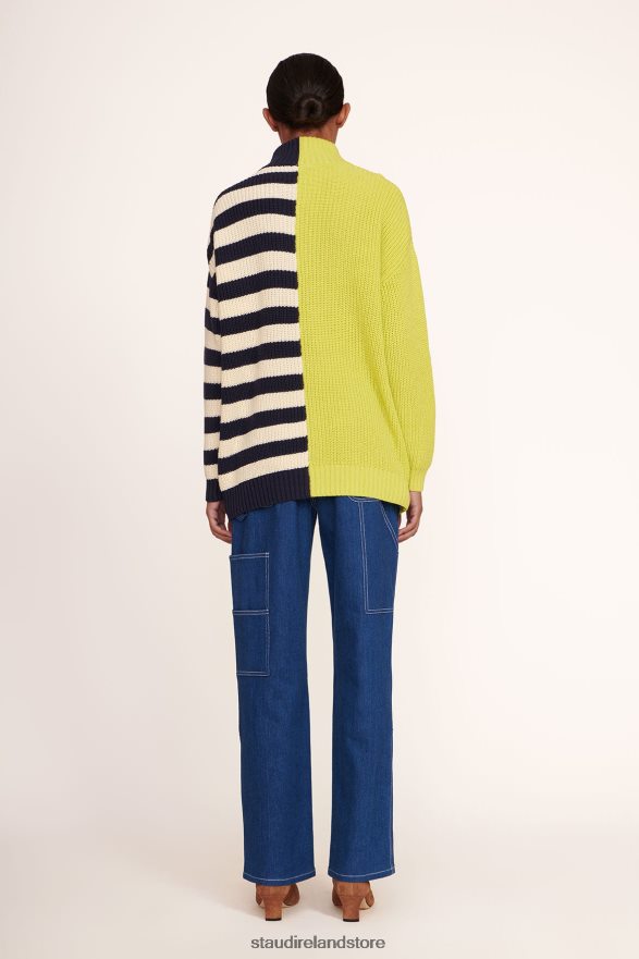 Women Clothing Chartreuse Two Tone Stripe STAUD HAMPTON SWEATER H8RLPJ597