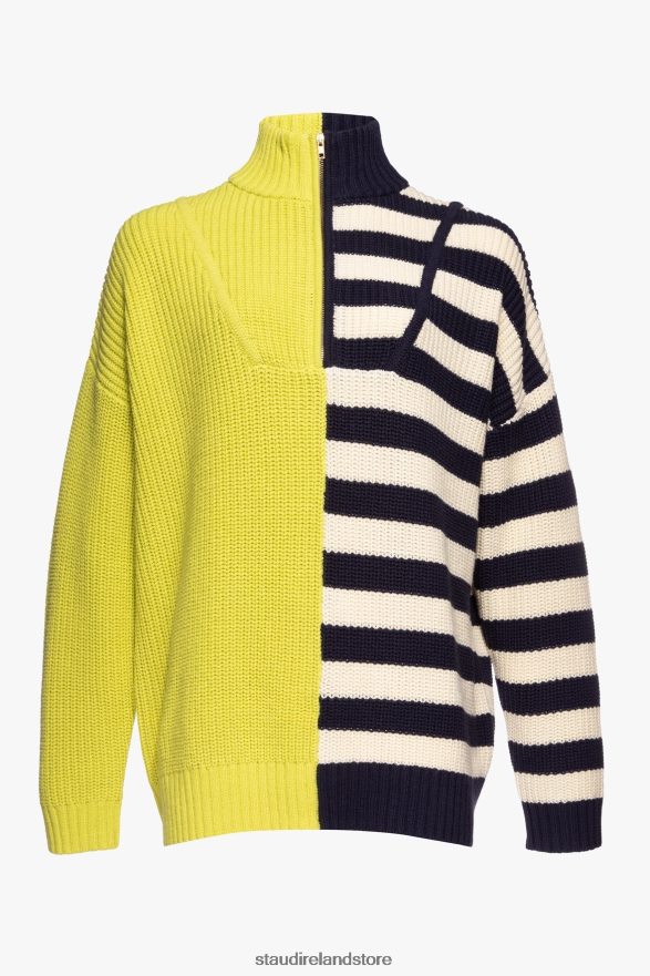 Women Clothing Chartreuse Two Tone Stripe STAUD HAMPTON SWEATER H8RLPJ597