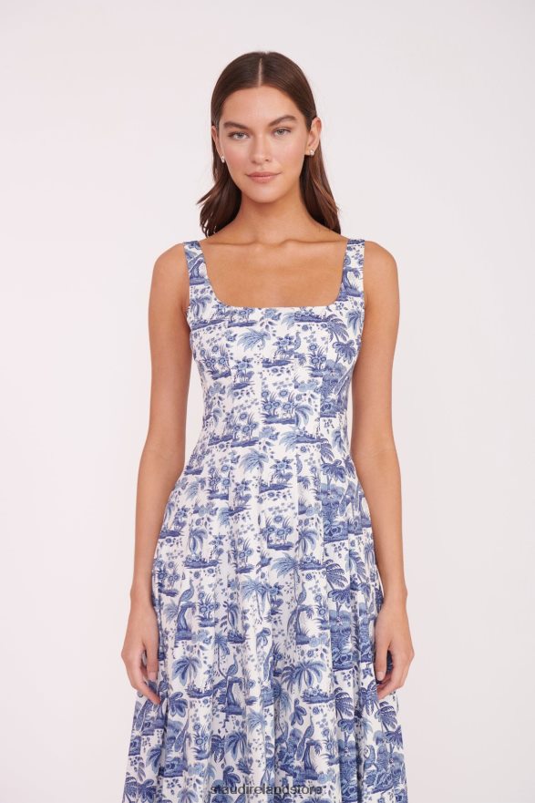 Women Clothing China Blue Toile STAUD WELLS DRESS H8RLPJ49