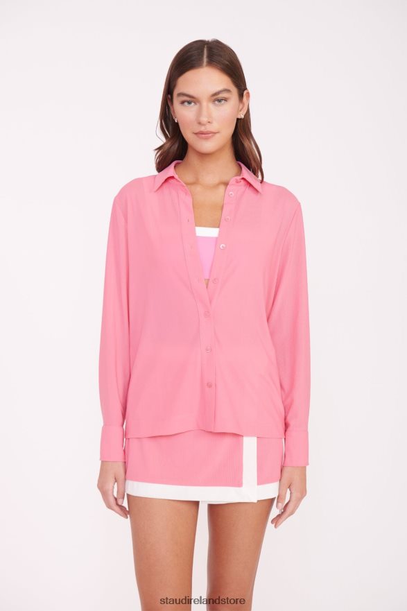 Women Clothing Coral Pink STAUD MIRIAM COVERUP TOP H8RLPJ710