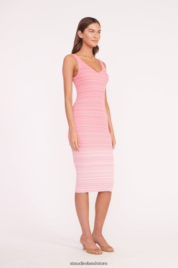 Women Clothing Coral Pink White STAUD DANA DRESS H8RLPJ128