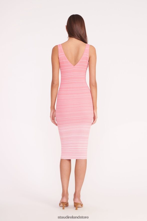 Women Clothing Coral Pink White STAUD DANA DRESS H8RLPJ128