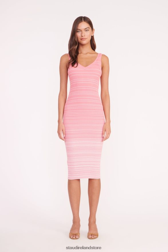 Women Clothing Coral Pink White STAUD DANA DRESS H8RLPJ128