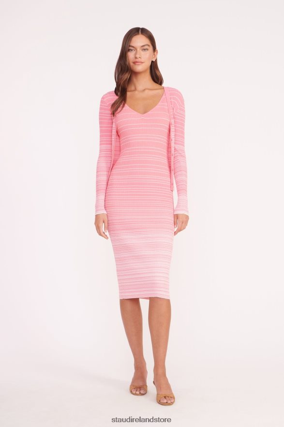 Women Clothing Coral Pink White STAUD DANA DRESS H8RLPJ128