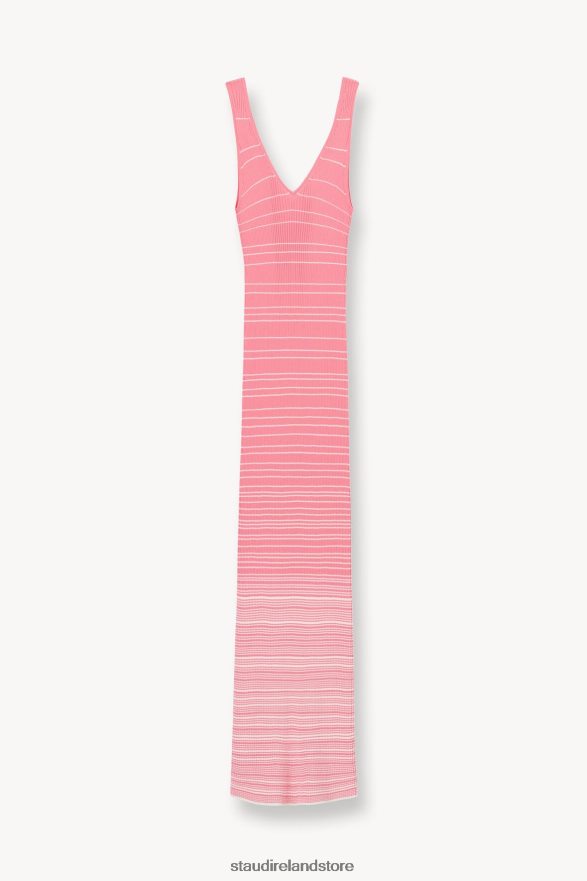 Women Clothing Coral Pink White STAUD DANA DRESS H8RLPJ128