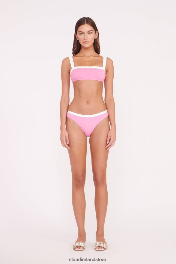 Women Clothing Coral Pink White STAUD LIV BIKINI TOP H8RLPJ643