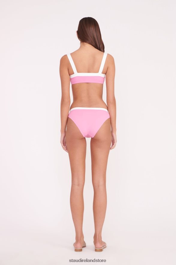 Women Clothing Coral Pink White STAUD LIV BIKINI TOP H8RLPJ643