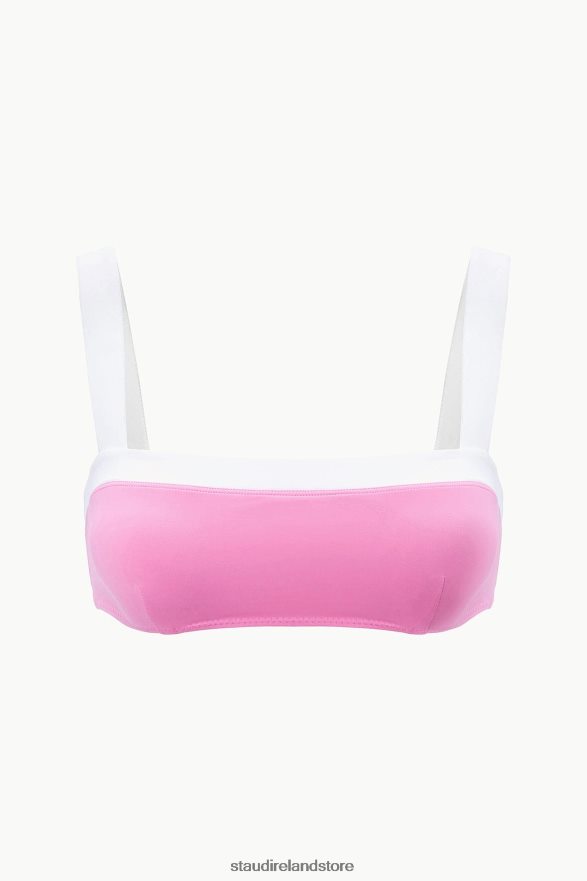 Women Clothing Coral Pink White STAUD LIV BIKINI TOP H8RLPJ643